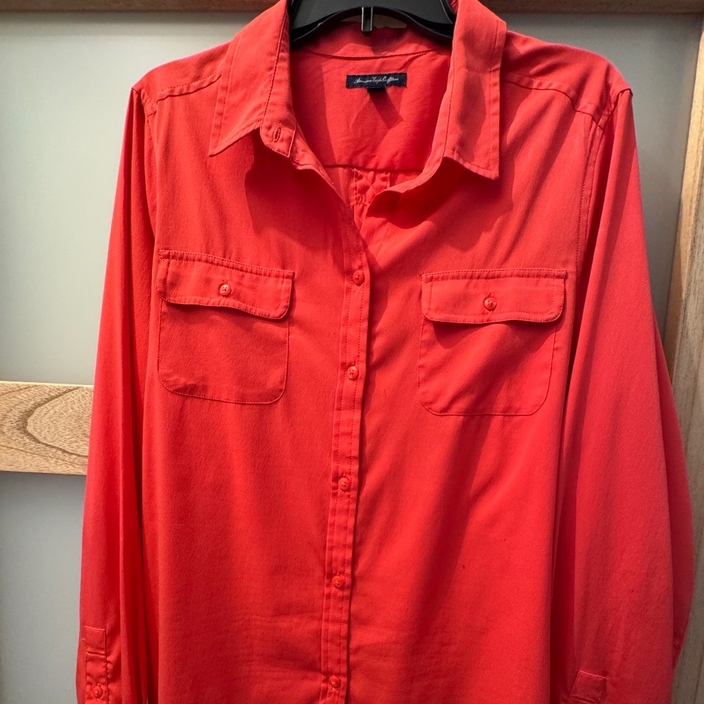 American Eagle Bold Red Button Down. - image 1